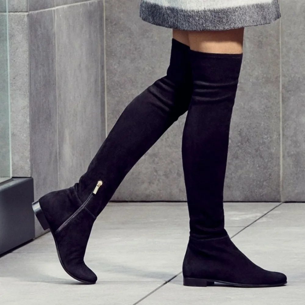 Jimmy Choo London Myren Over The Knee Boots In Black Stretch Suede Sz 6.5 / 36.5